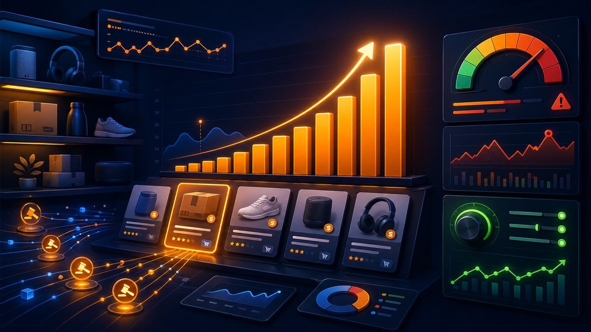 Amazon Q1 2026 retail media ad growth and spend pressure illustration